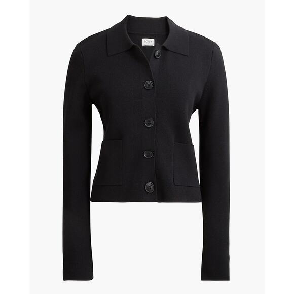 J. Crew Women's Polo Cardigan Sweater Long Sleeve True Black Size Small NWOTKHAN - Picture 1 of 9